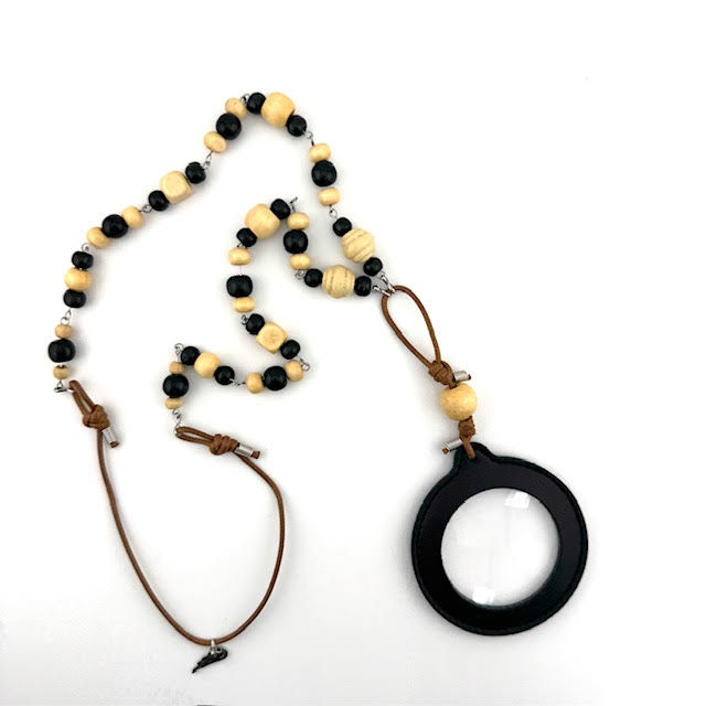 Thumbnail: Leather N Wood Monocle Necklace- Black (B)