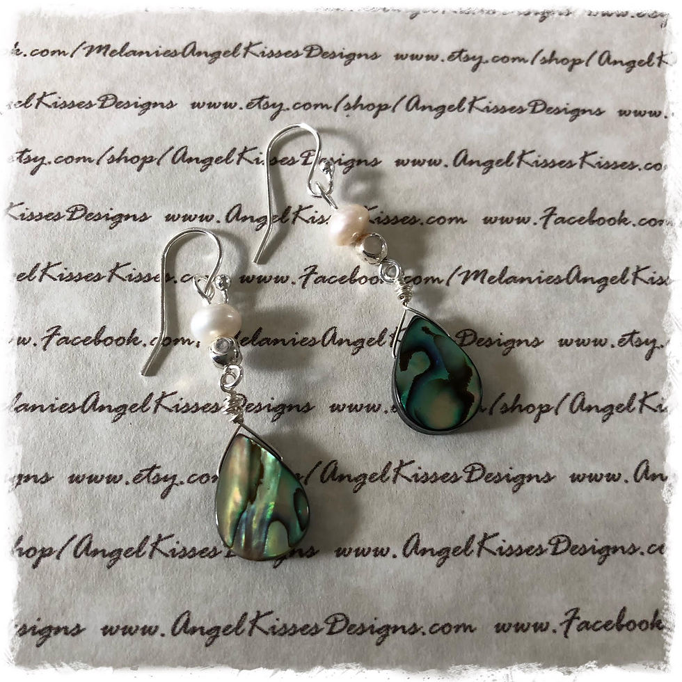 Thumbnail: Abalone Tear Drop Earrings