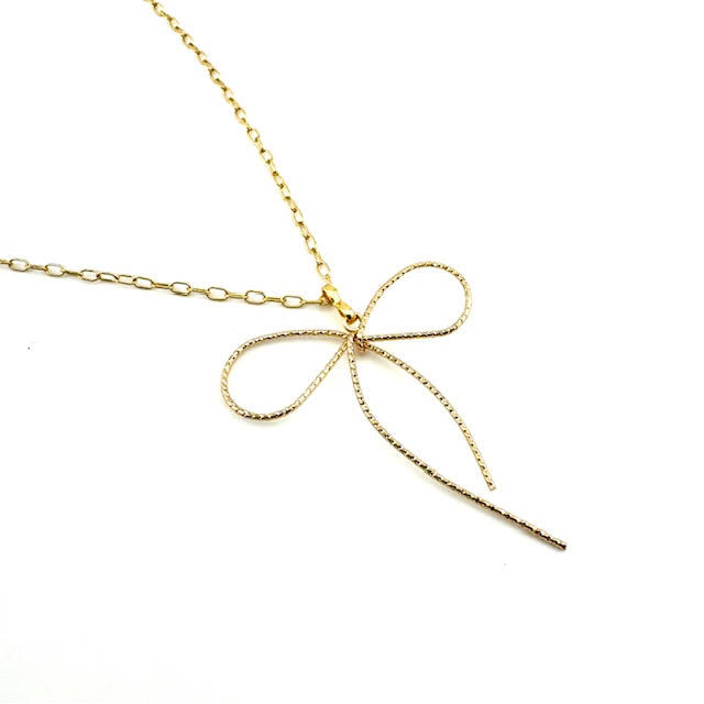 Thumbnail: Dainty Golden Bow Necklace