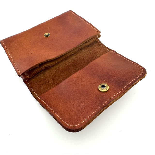 Thumbnail: Small Leather Pocket Wallet- Vintage Brown Buffalo "Wisdom"
