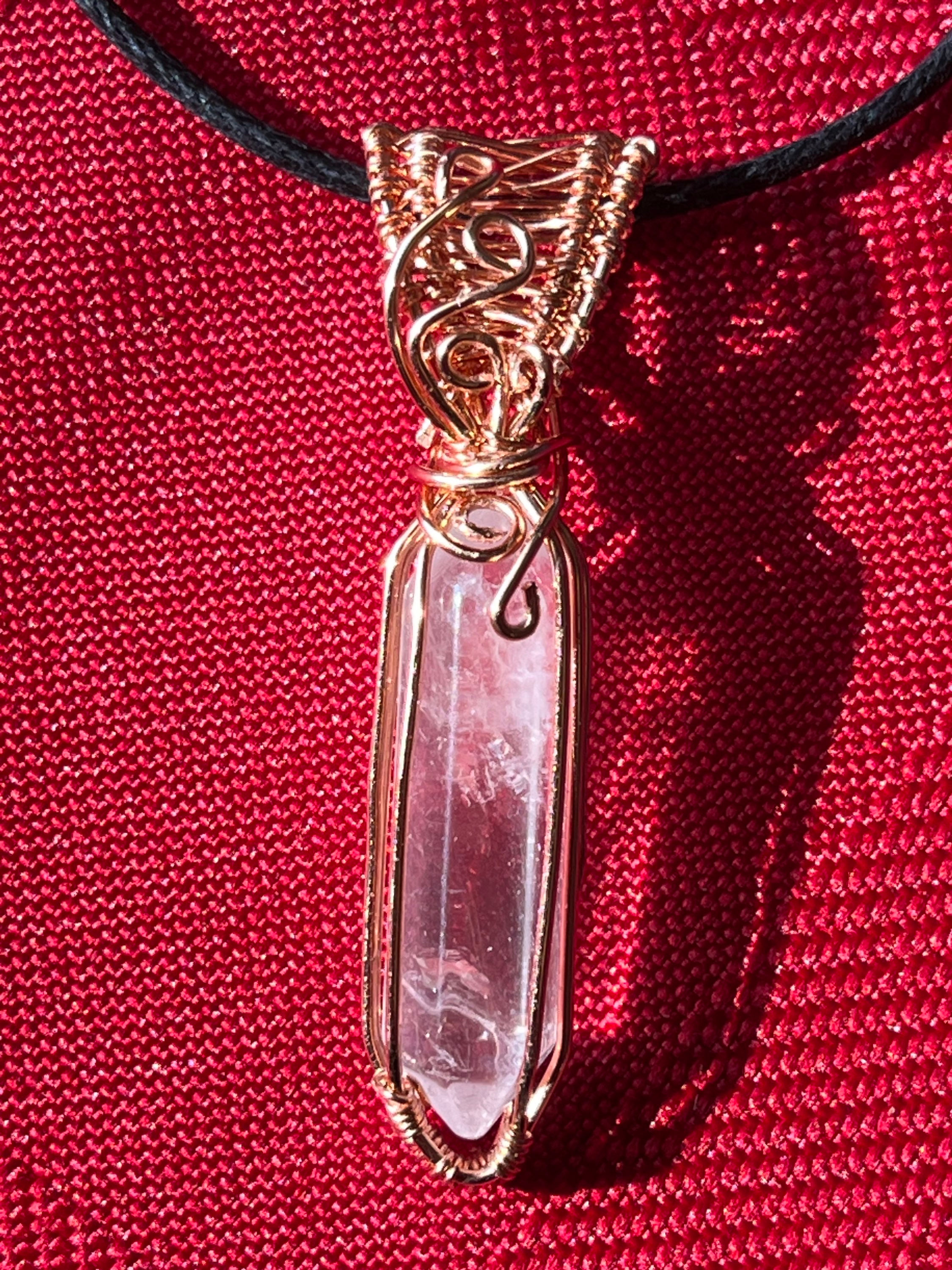 Wire wrapped quartz point double bail