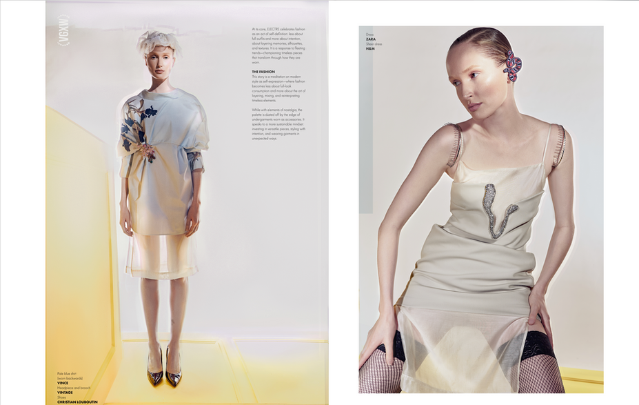 pastels, layering, transparency, fashion, model, bright light, artistic, muse