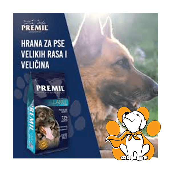 Thumbnail: Premil Large Poultry & Rice 1kg, Granule za Odrasle Pse Srednjih i Velikih Rasa