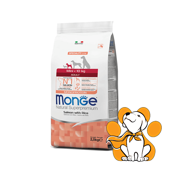 Monge Mini <10kg Adult Salmon & Rice 2.5kg, Suva hrana sa lososom za male pse
