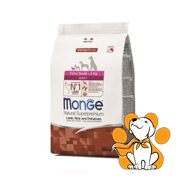 Monge Extra Small <2kg Adult Lamb 800g, Specijalna suva Hrana za Veoma Male Pse