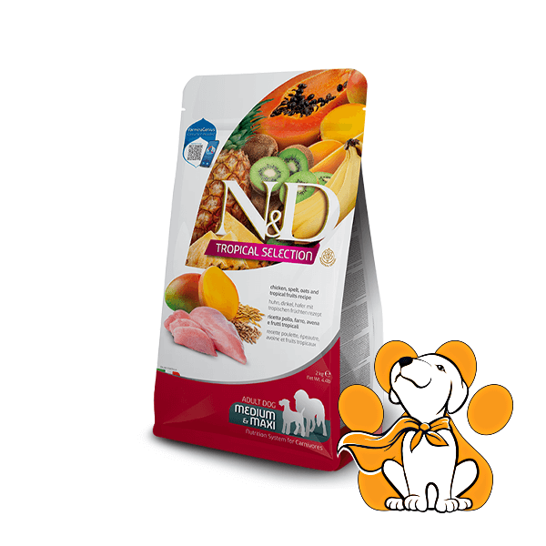 N&D Tropical Selection Adult Medium & Maxi Chicken, Spelt, Oats & Fruits 10kg, suva hrana za odrasle pse