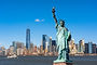The Statue of Liberty over the Scene of New york cityscape river side which location is lo