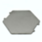 Steak press weight in stainless showing front view hexagon shape