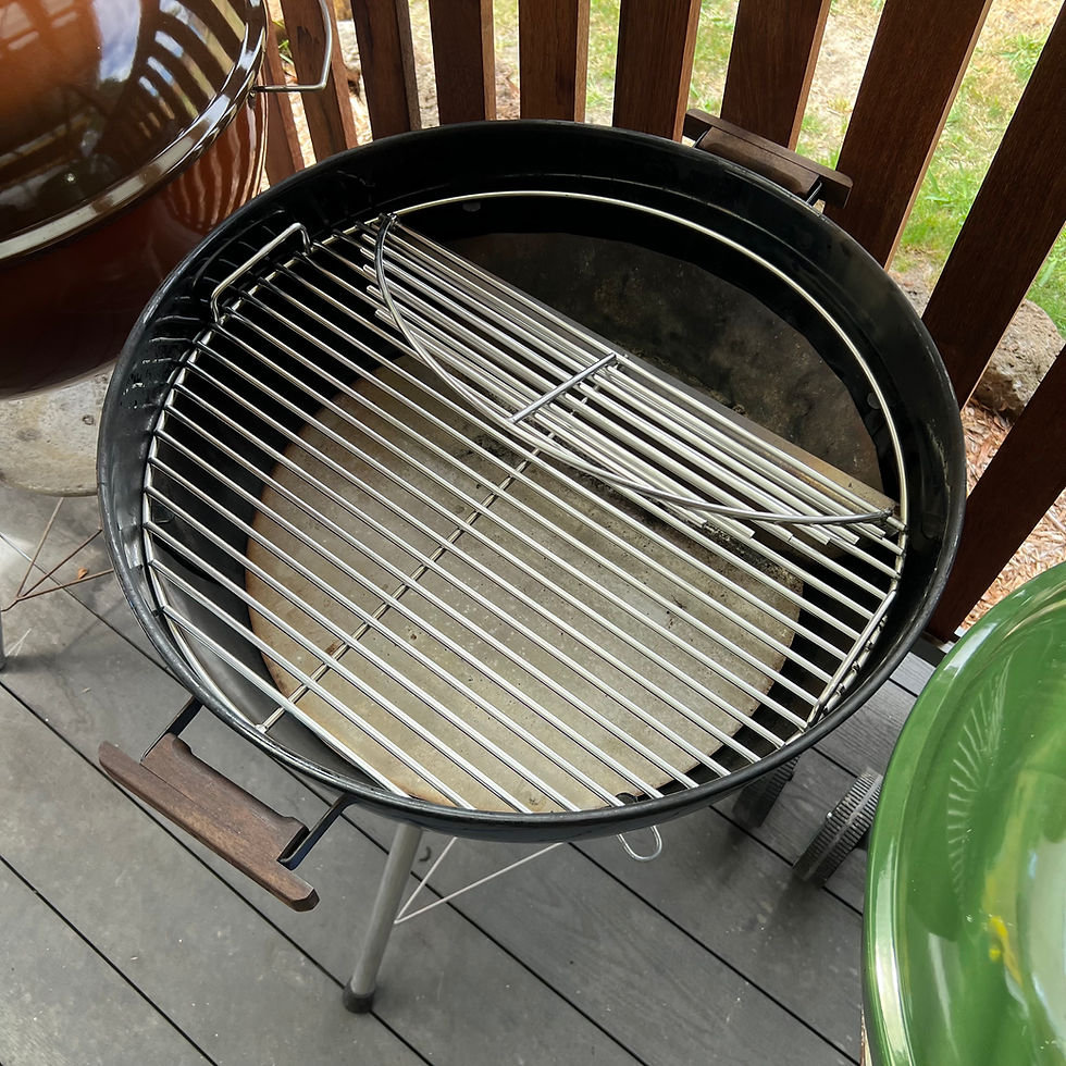 HexGrate style weber kettle grill shown fitted to a weber kettle with the flap up