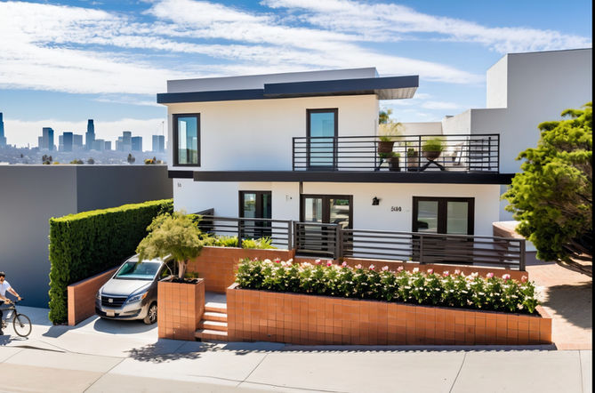 The front elevation of an Echo Park architectural project addition and remodel