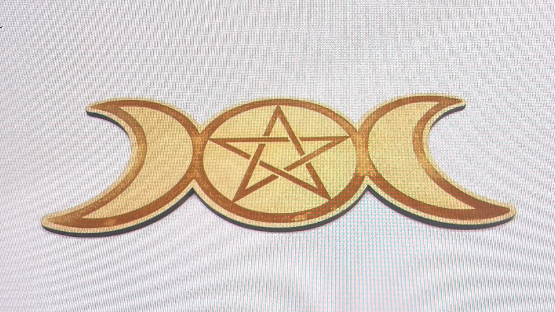 🌙 Plaque Bois Triple Lune 🌓 ( 25cm)