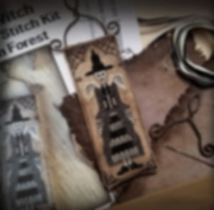Creepy gothic Halloween cross stitch kit. Make a witchy embroidery ornament for your spooky Christmas tree!