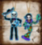 Mariachi & flamenco articulated skeleton paper doll couple PNG download for Cricut print then cut project. Wedding favor gift