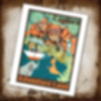 Retro Adventureland poster art print. Disneyland rides Jungle Cruise & Tiki room. Vintage mid century modern Disney painting.