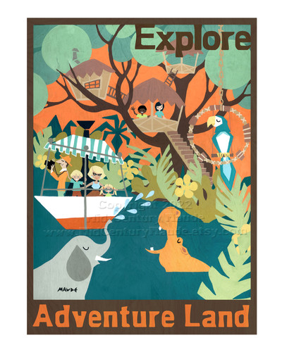 Mid-Century Modern Disneyland Nursery Wall Art Print Poster | Mid