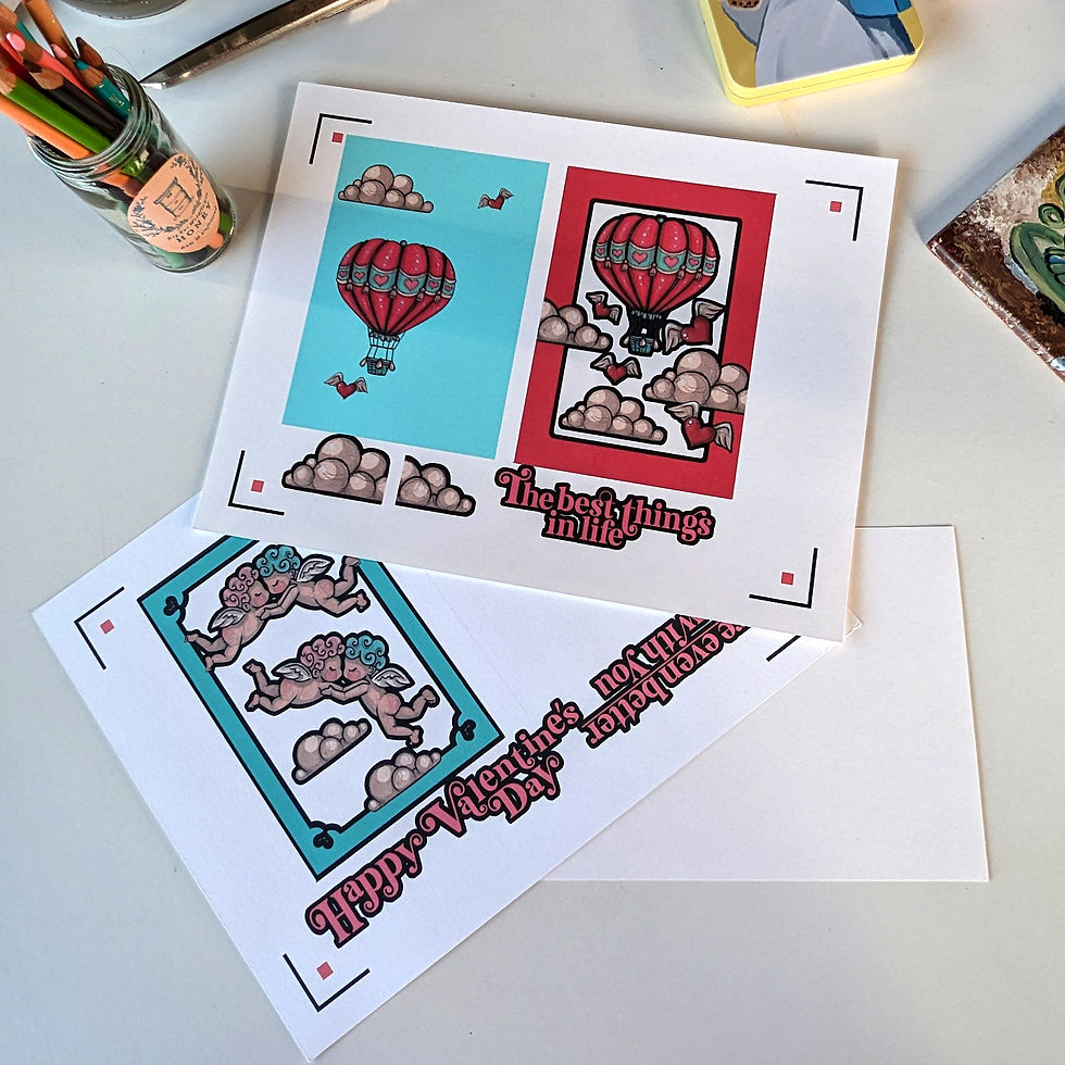 Thumbnail: 2 1/2 sheets of cardstock printed with Cricut Valentine's day print then cut card pieces