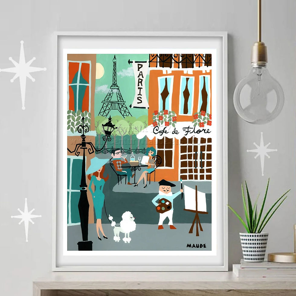 Thumbnail: framed mid century modern paris poster