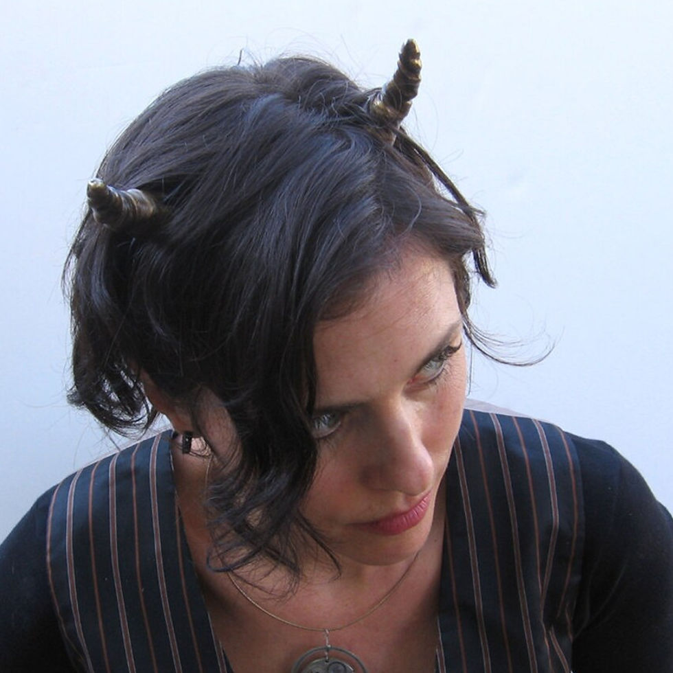 Thumbnail: A costume idea for steampunk style costume horns in gold