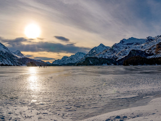 Sonnenuntergang am Silsersee