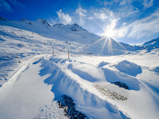 Wintersperre am Flüelapass