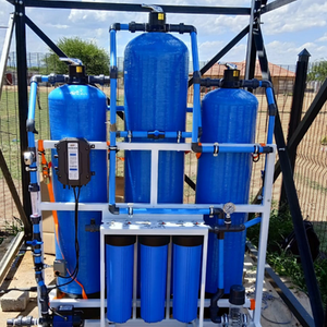 Off-grid solar water purification system installed in rural Limpopo village, South Africa.