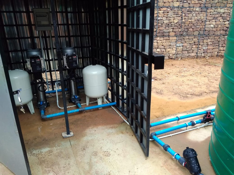 Johannesburg VSD pumps setup for water backup and constant pressure in school application.