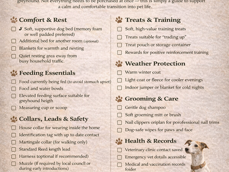New Greyhound Adoption Checklist