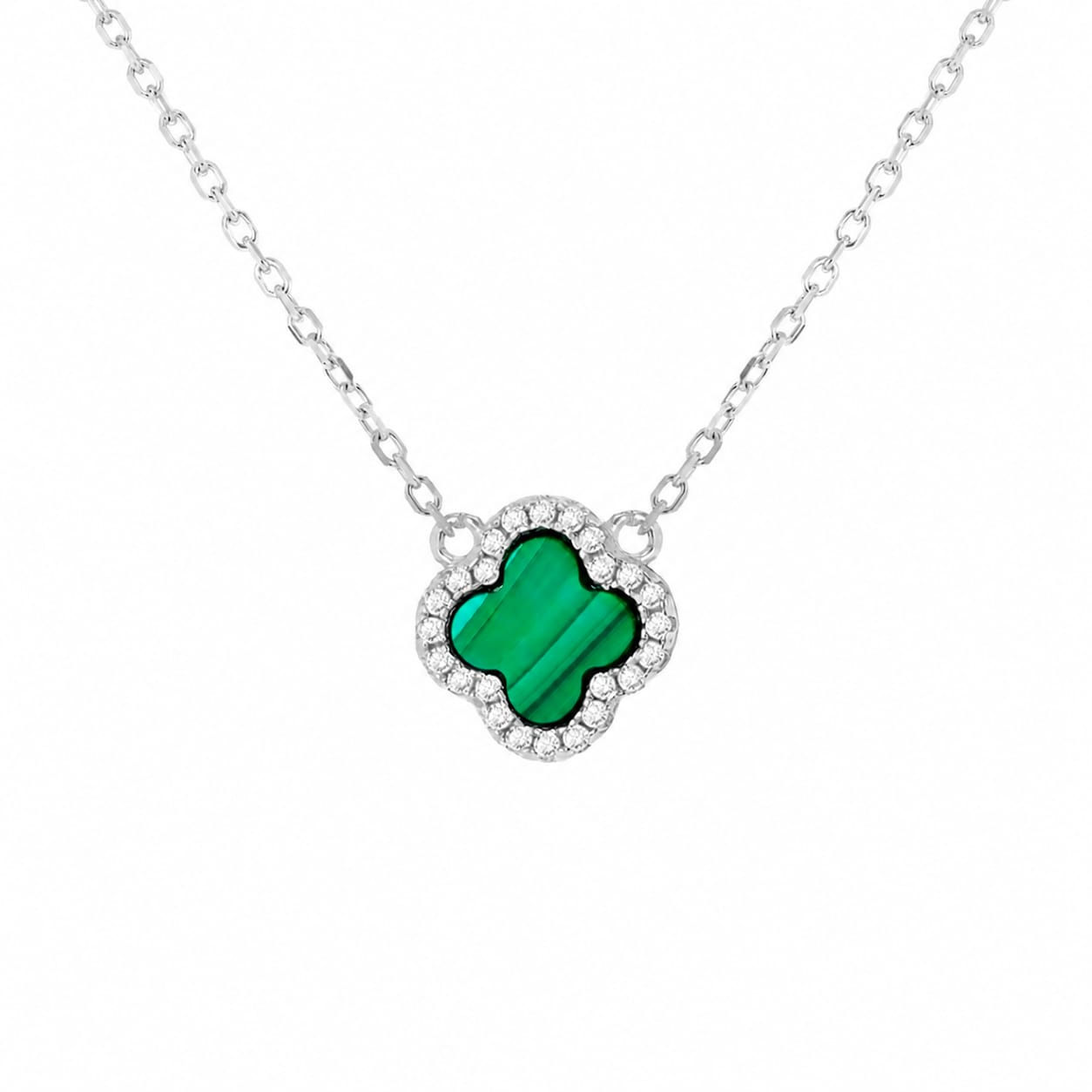 CLNMC Clover Cz Malachite Necklace