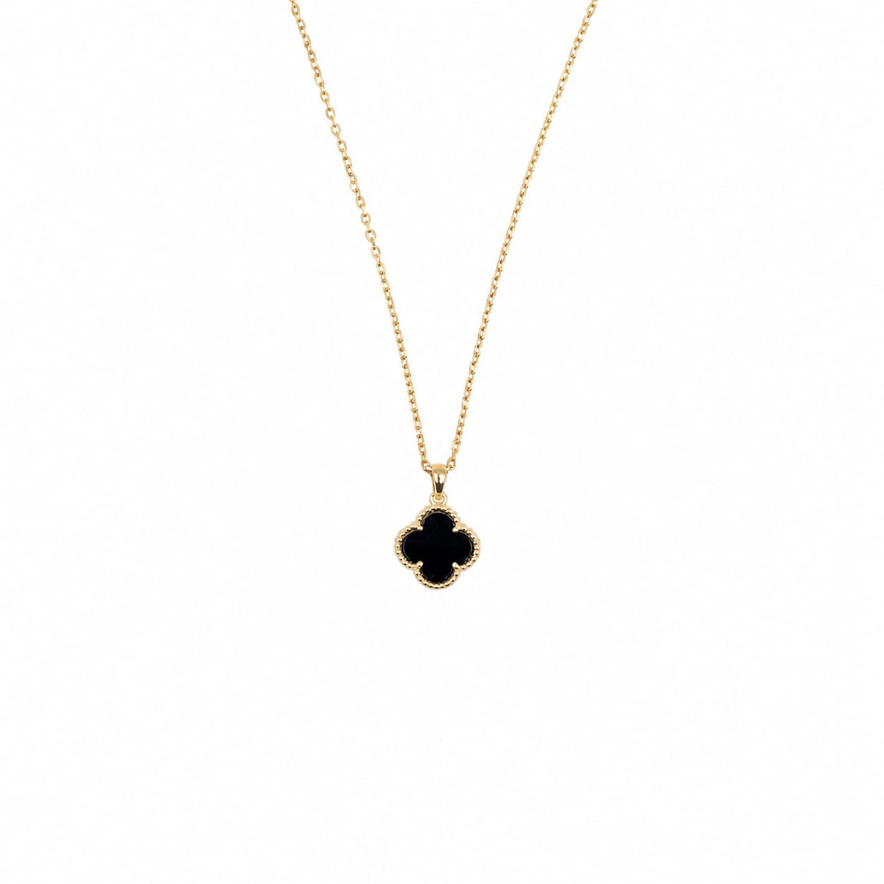 YZNOXYG Clover Onyx Pendant Yellow Gold