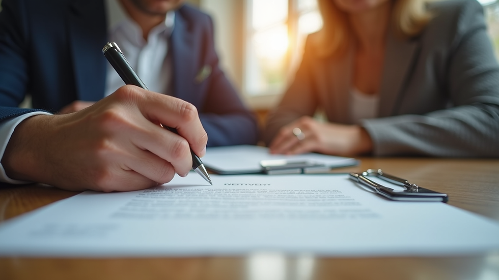 Eye-level view of a mobile notary signing documents at a client’s home