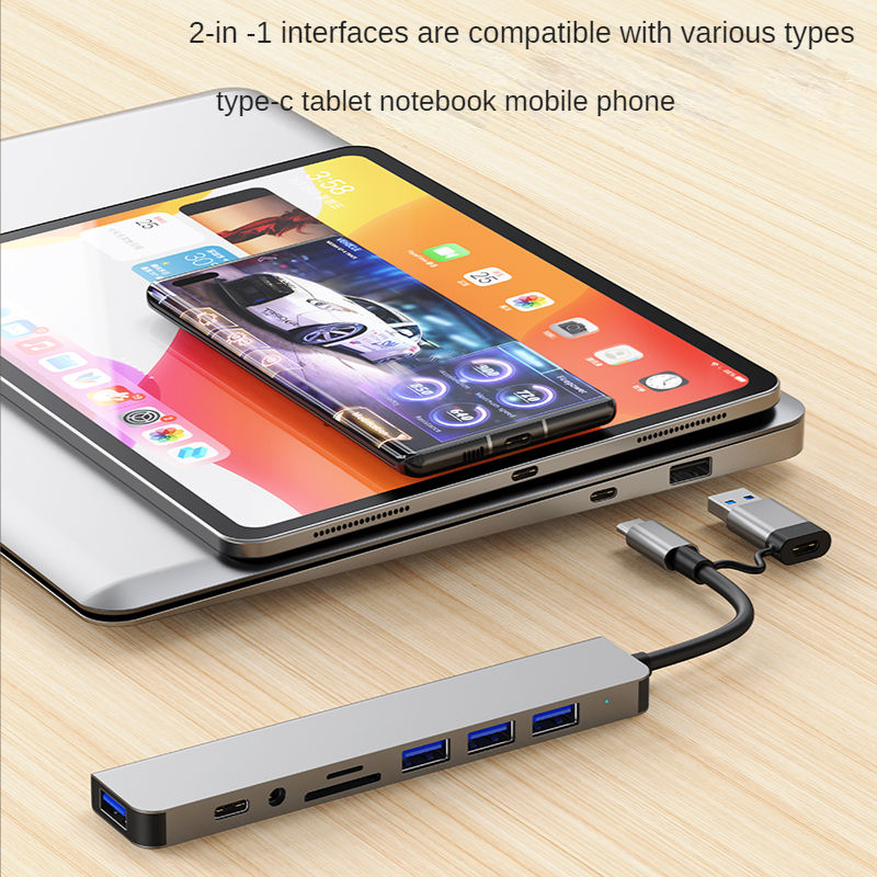 Thumbnail: USB 3.0 Type C Adapter Docking Ststion USB 2.0 Port TF SD Card Reader Audio Outp