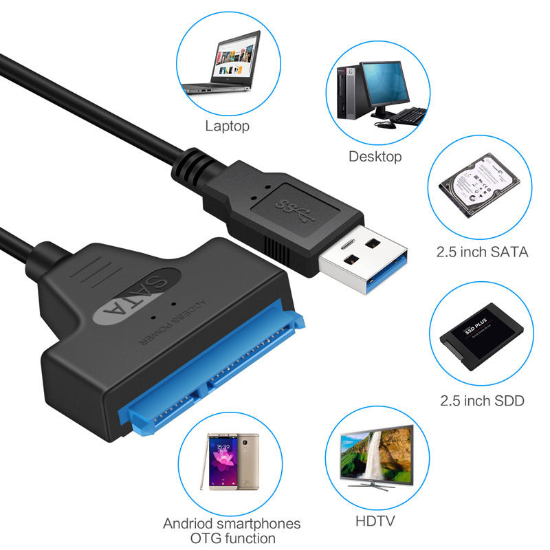 Thumbnail: SATA to USB 3.0 / 2.0 Cable Up to 6 Gbps for 2.5 Inch External HDD SSD Hard Driv