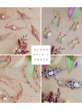 Joyas de micromacramé con aventurina y cuarzo rosa · ~