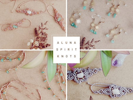 Joyas de micromacramé con aventurina y cuarzo rosa · ~