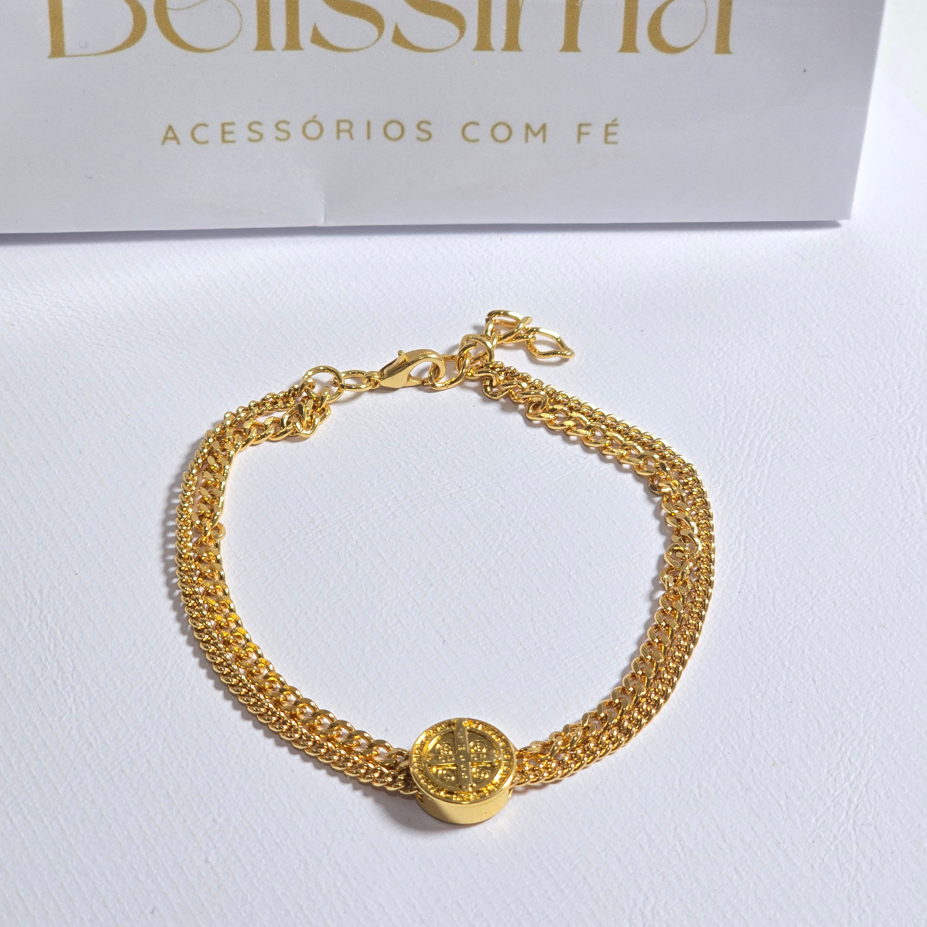 Pulseira Dupla Medalha de São Bento