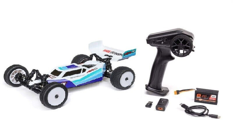 Losi Mini-B 2WD Brushless RTR Blue 1:16 Rennbuggy mit 6000kV Motor, Aluminium-Chassis, 2WD-Antrieb und 810mAh LiPo Akku.
