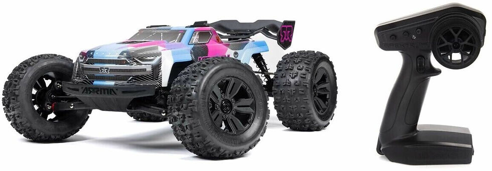 ARRMA Kraton 6S V6 4X4 BLX Brushless Monster Truck RTR Blau Pink mit 6S Power und Allradantrieb.