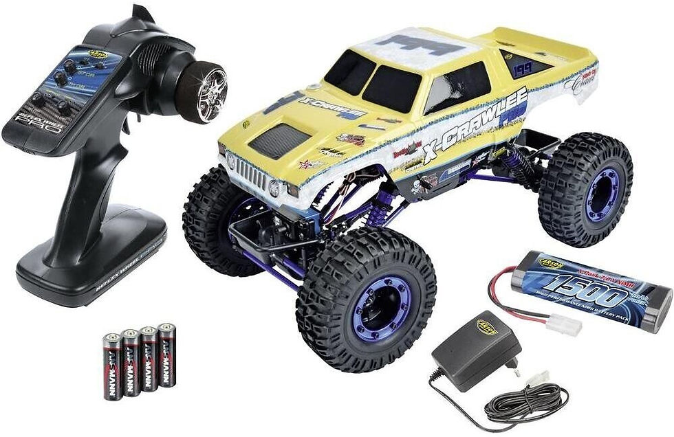 Carson X-Crawlee PRO RTR 1:10 RC Crawler mit 4WD-Antrieb, Aluminium-Chassis, Starrachsen und hoher Geländegängigkeit.