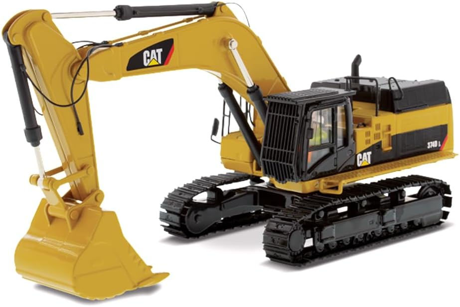 Caterpillar 374D L High Line Series 1:50 Diecast Hydraulikbagger mit Metallketten und beweglichem Ausleger.