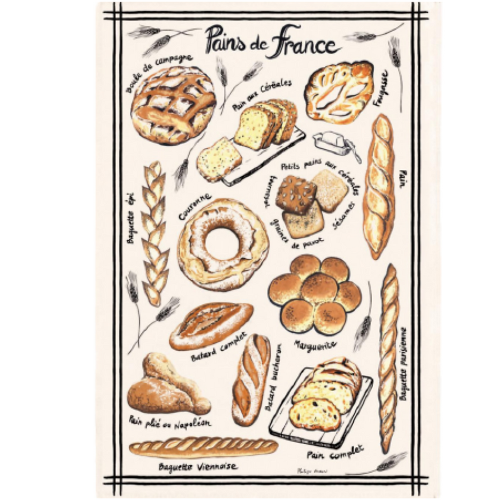 "PAINS DE FRANCE" "BREADS OF FRANCE" Decorative Towel