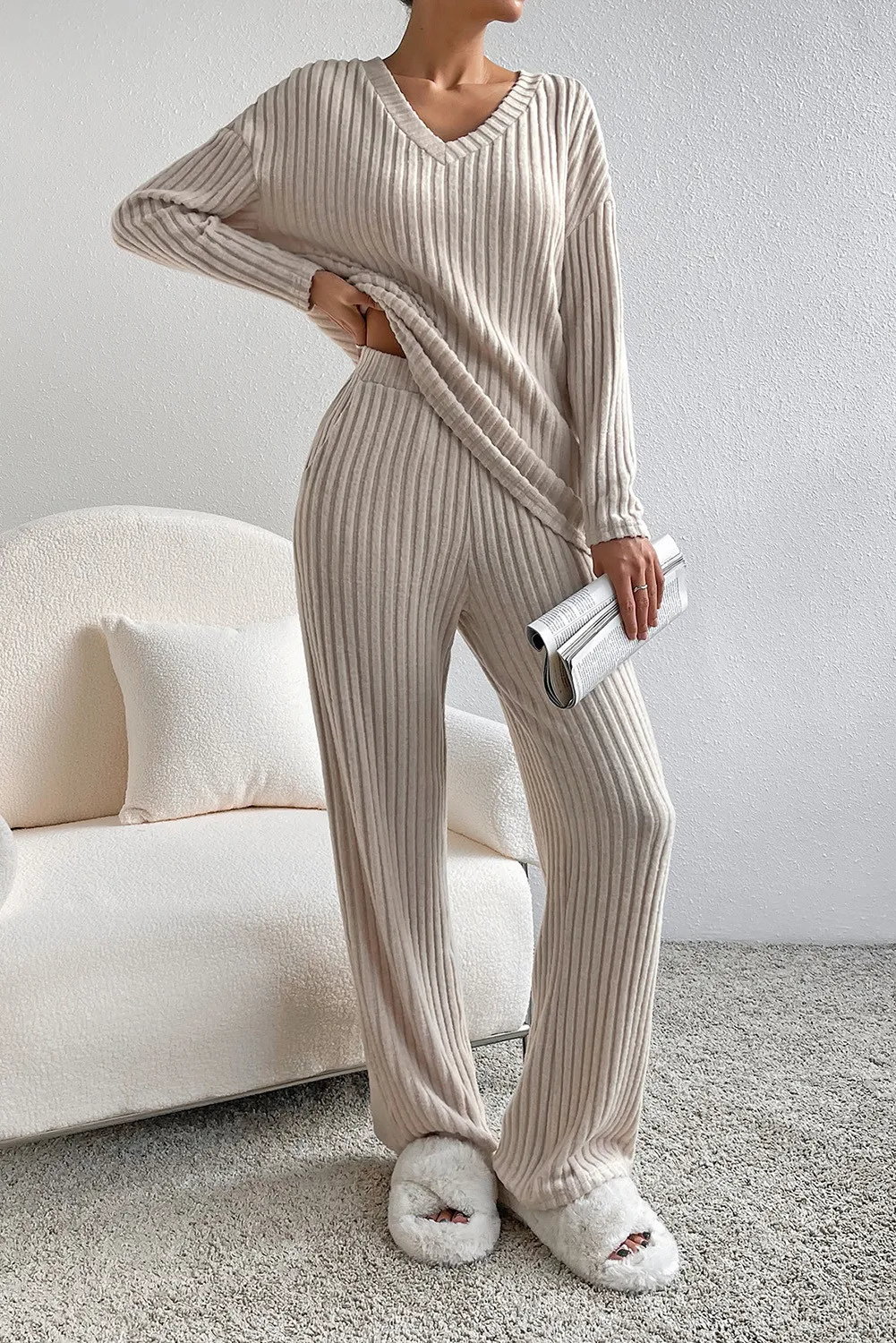 Thumbnail: Rita  Lux Ribbed Super Soft Lounge Tracksuit Set