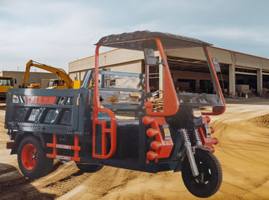 Heavy-duty electric utility e-truck, 3-wheel design, 2-ton capacity, commercial and personal use vehicle