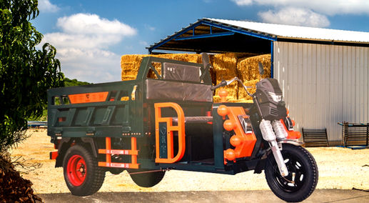 Heavy-duty electric utility e-truck, 3-wheel design, 2-ton capacity, commercial and personal use vehicle