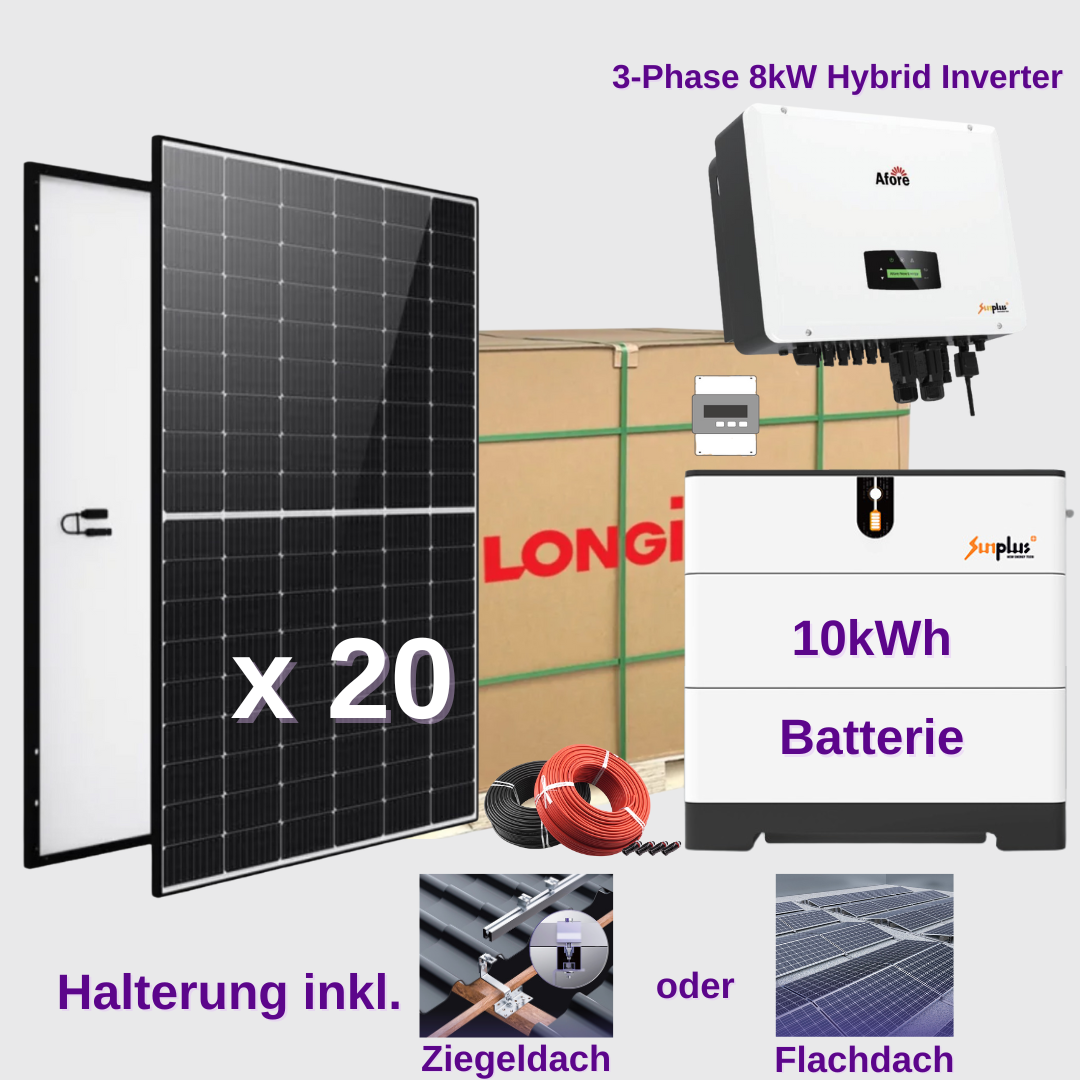8kW PV-Anlage Set Drei Phase mit Speicher