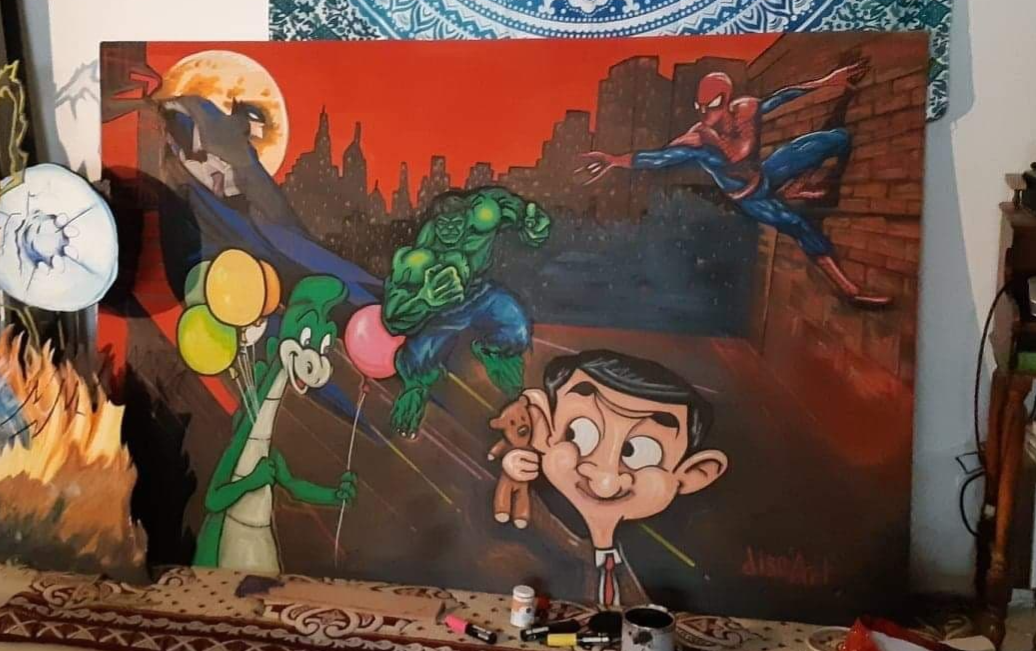 Fresque sur panneau de bois
