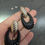Thumbnail: Black gold tone chunky metal  Earrings 80's vibe Mob Wife long hoops thick