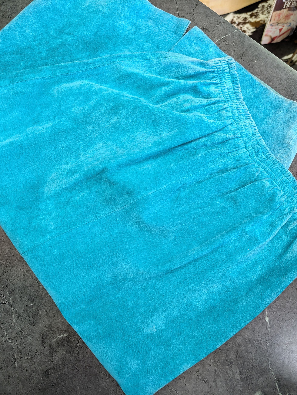 Thumbnail: Teal Blue Green Leather Suede Long Skirt M LA VOGUE 80s 90s vibes