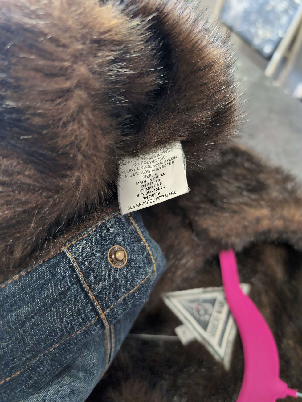 Thumbnail: Marvin Richards Denim and faux fur trim coat Size Large 