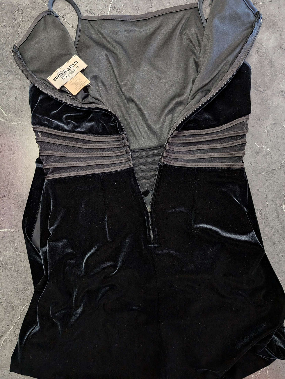Thumbnail: Vintage Betsy & Adam by Jaslene USA Made Ladies Black velvet Long Dress 8 