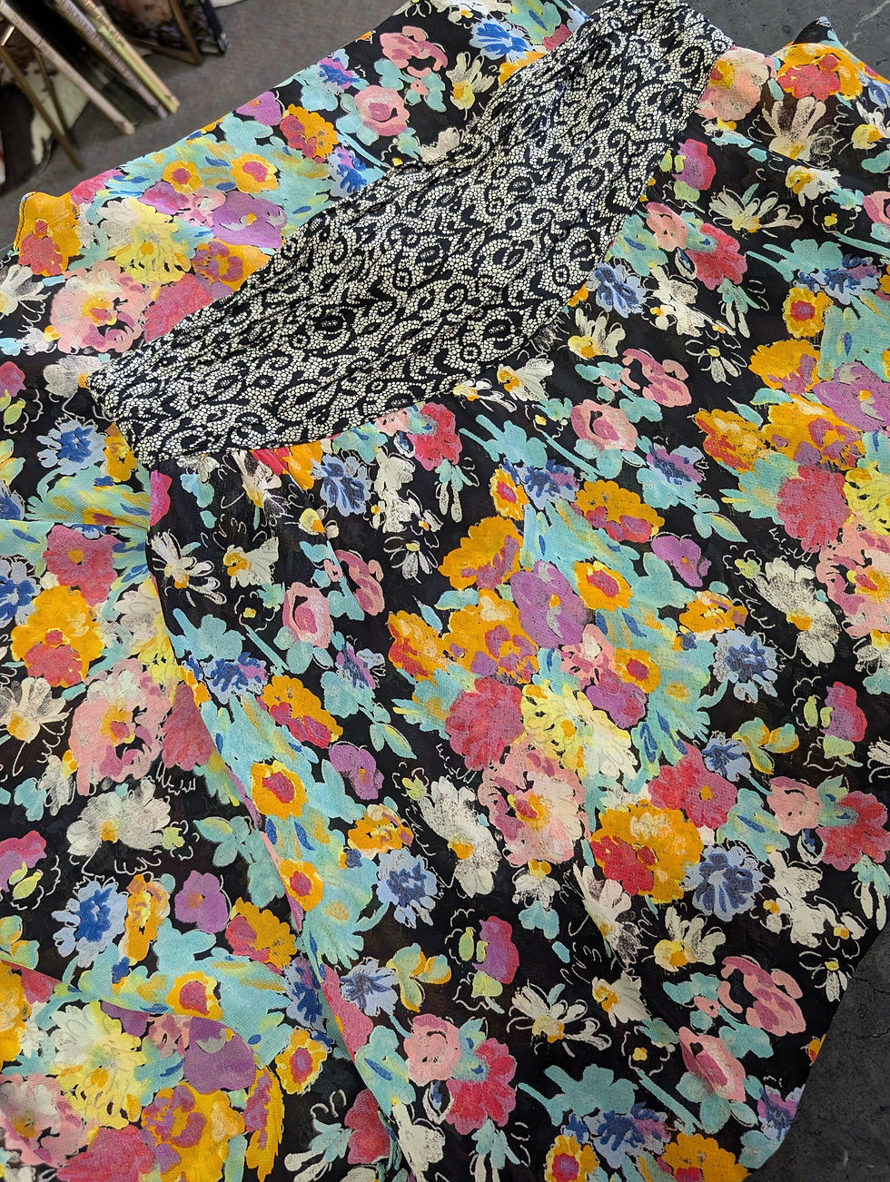 Thumbnail: Vintage Platinum Dorothy Schoelen Skirt Top Set Floral 80's Vibes M L USA